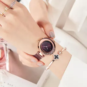 Casual Diamond Bracelet Fashion Quartz Dress Wristwatches for Women