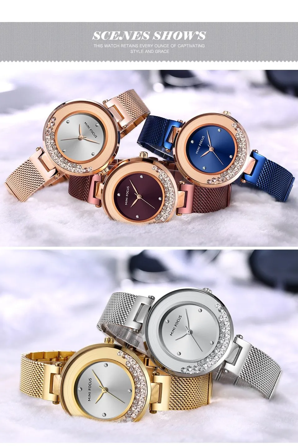 Casual Diamond Bracelet Fashion Quartz Dress Wristwatches for Women