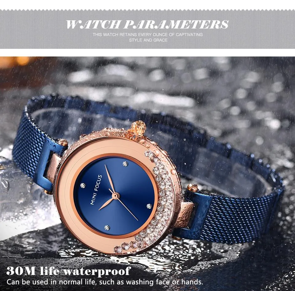 Casual Diamond Bracelet Fashion Quartz Dress Wristwatches for Women