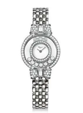 Chopard Happy Sport White Dial 18kt White Gold Ladies Watch 205596-1001