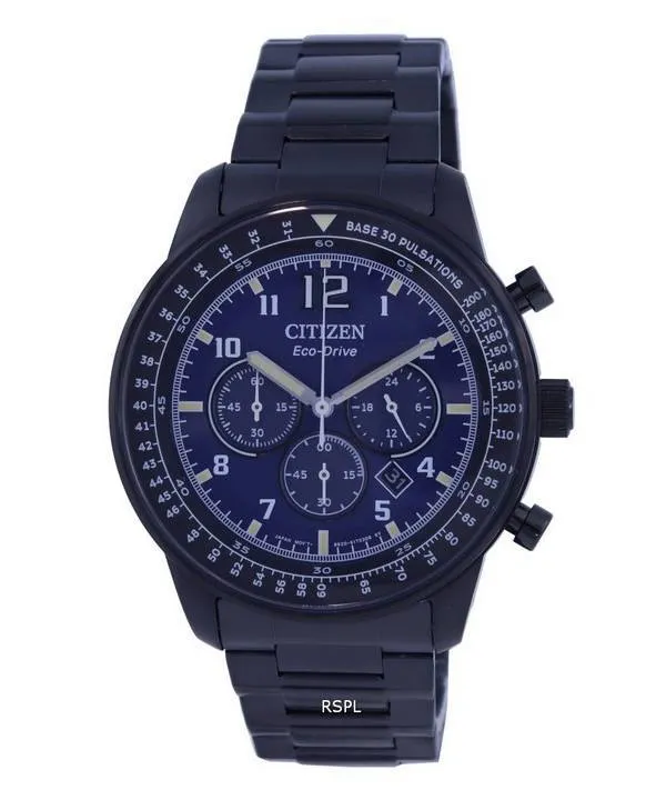 Citizen Chronograph Blue Dial Stainless Steel Eco-Drive CA4505-80M 100M Mens Watch