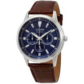 Citizen Corso Blue Dial Brown Leather Men's Watch BU2070-12L