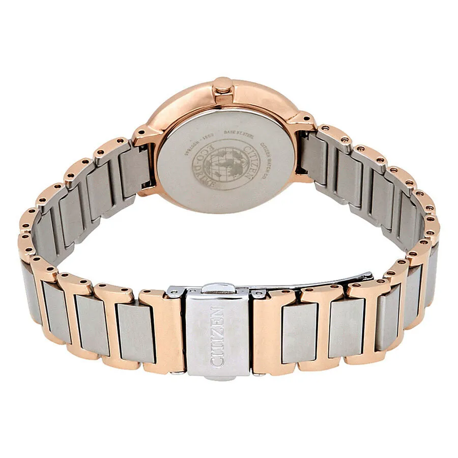 Citizen Silhouette Crystal White Mother of Pearl Dial Ladies Two Tone Watch EM0483-89D
