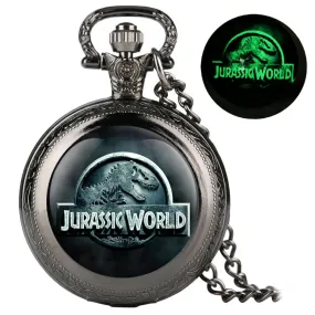 Classic Jurassic Park  Unique Luminous Quartz Pocket Watch
