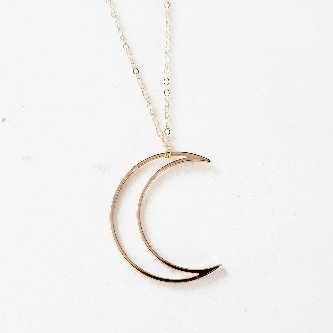 Crescent Moon Gold Necklace - Ready to ship by Salt and Sparkle