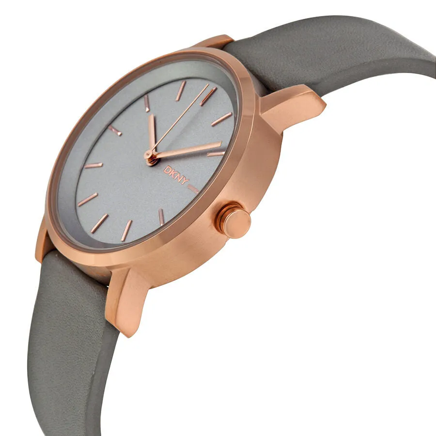 DKNY Soho Gray Pearlized Dial Gray Leather Ladies Watch NY2341