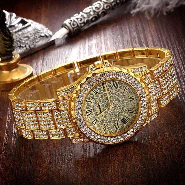 Drizzy Geometric Chain Bracelet   Watch Set