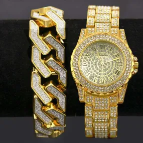 Drizzy Geometric Chain Bracelet   Watch Set