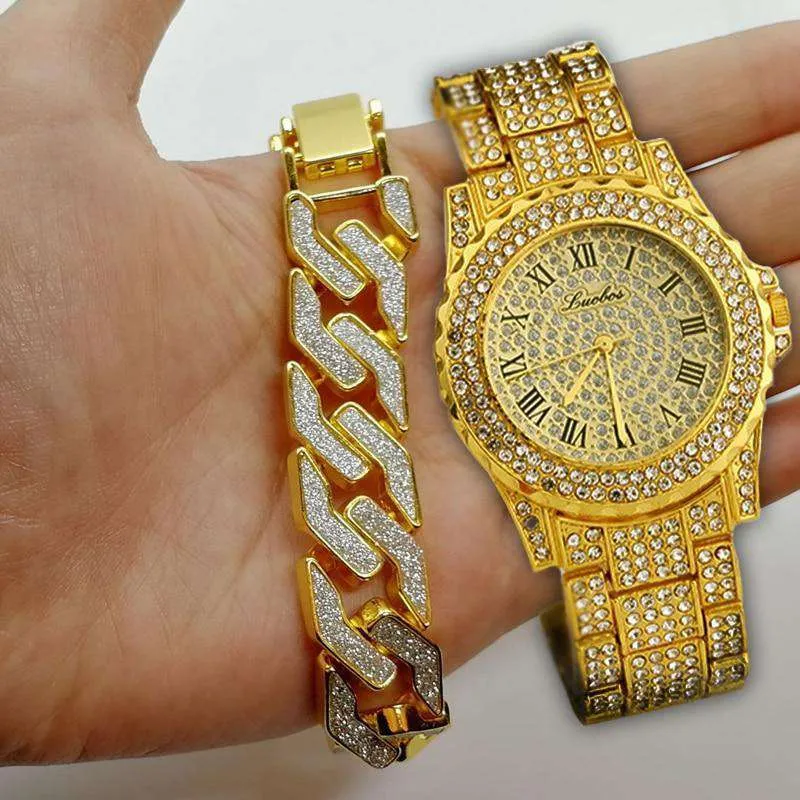 Drizzy Geometric Chain Bracelet   Watch Set