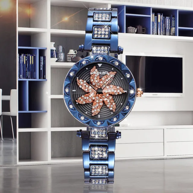 Fashion Rotation Flower Diamond Women Watches