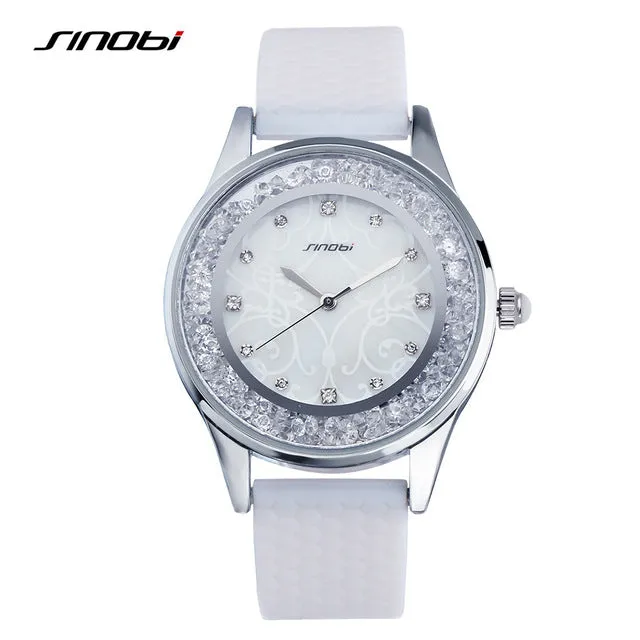 Fashion Women's Diamonds Wrist Watches Silicone Watchband Top Luxury Brand Ladies Geneva Quartz Clock Females Hours