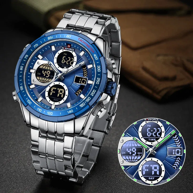 Fashion Wrist Watch Mens Stainless Steel Analog Digital Quartz Watches
