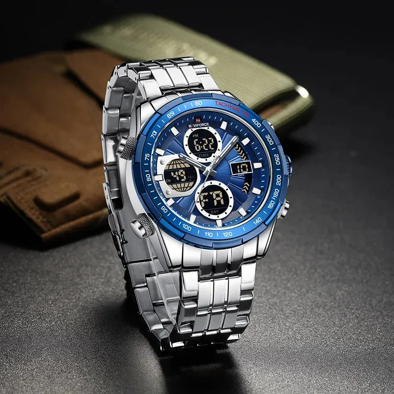 Fashion Wrist Watch Mens Stainless Steel Analog Digital Quartz Watches