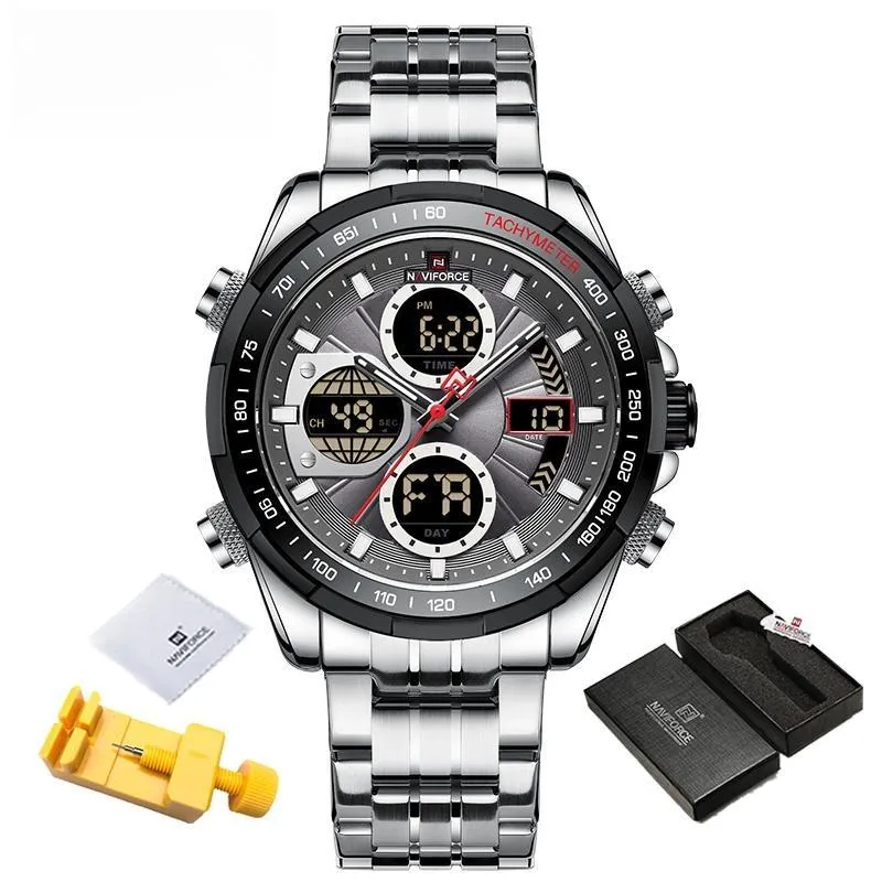 Fashion Wrist Watch Mens Stainless Steel Analog Digital Quartz Watches