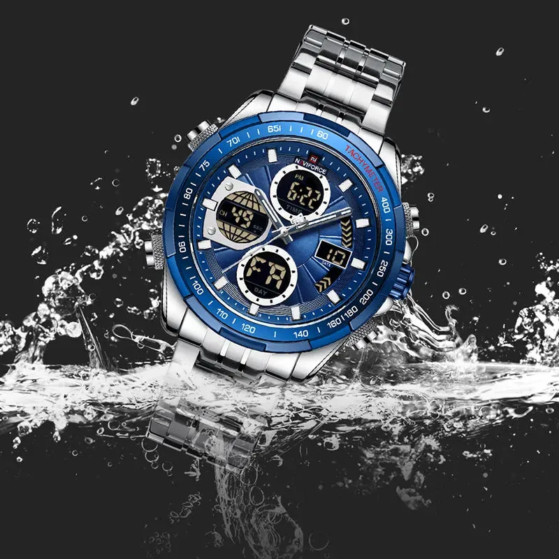 Fashion Wrist Watch Mens Stainless Steel Analog Digital Quartz Watches