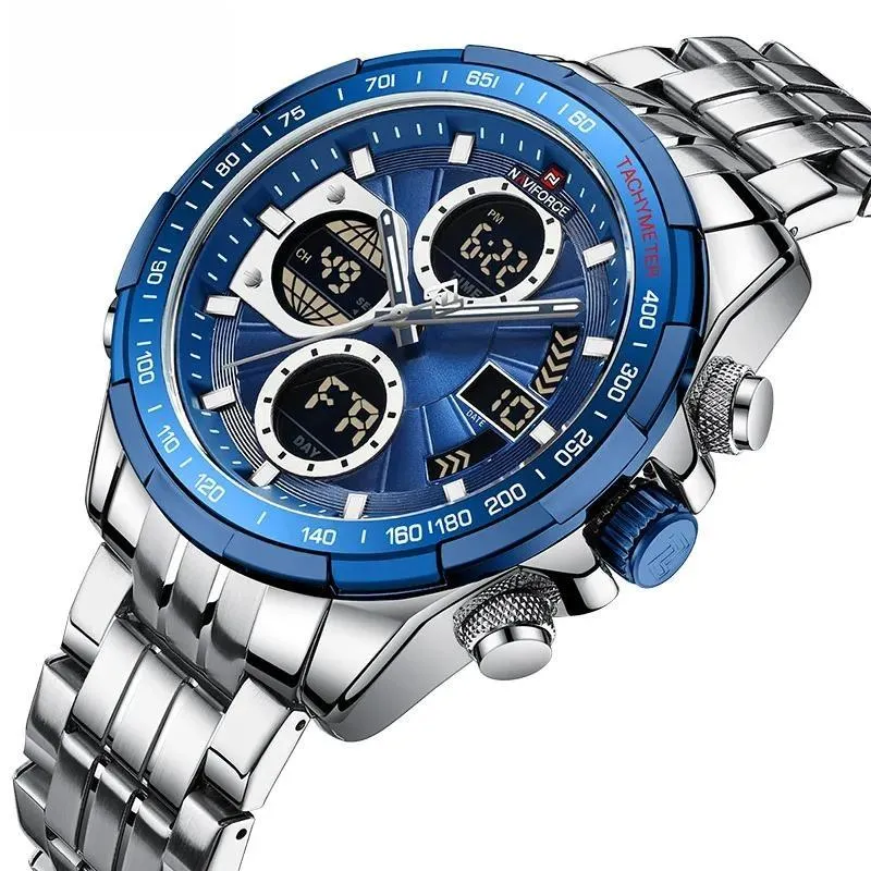 Fashion Wrist Watch Mens Stainless Steel Analog Digital Quartz Watches