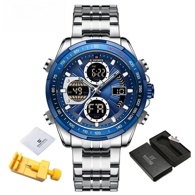Fashion Wrist Watch Mens Stainless Steel Analog Digital Quartz Watches