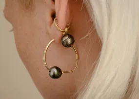 Forest Sculpted Single Earring  -Tahitian pearl