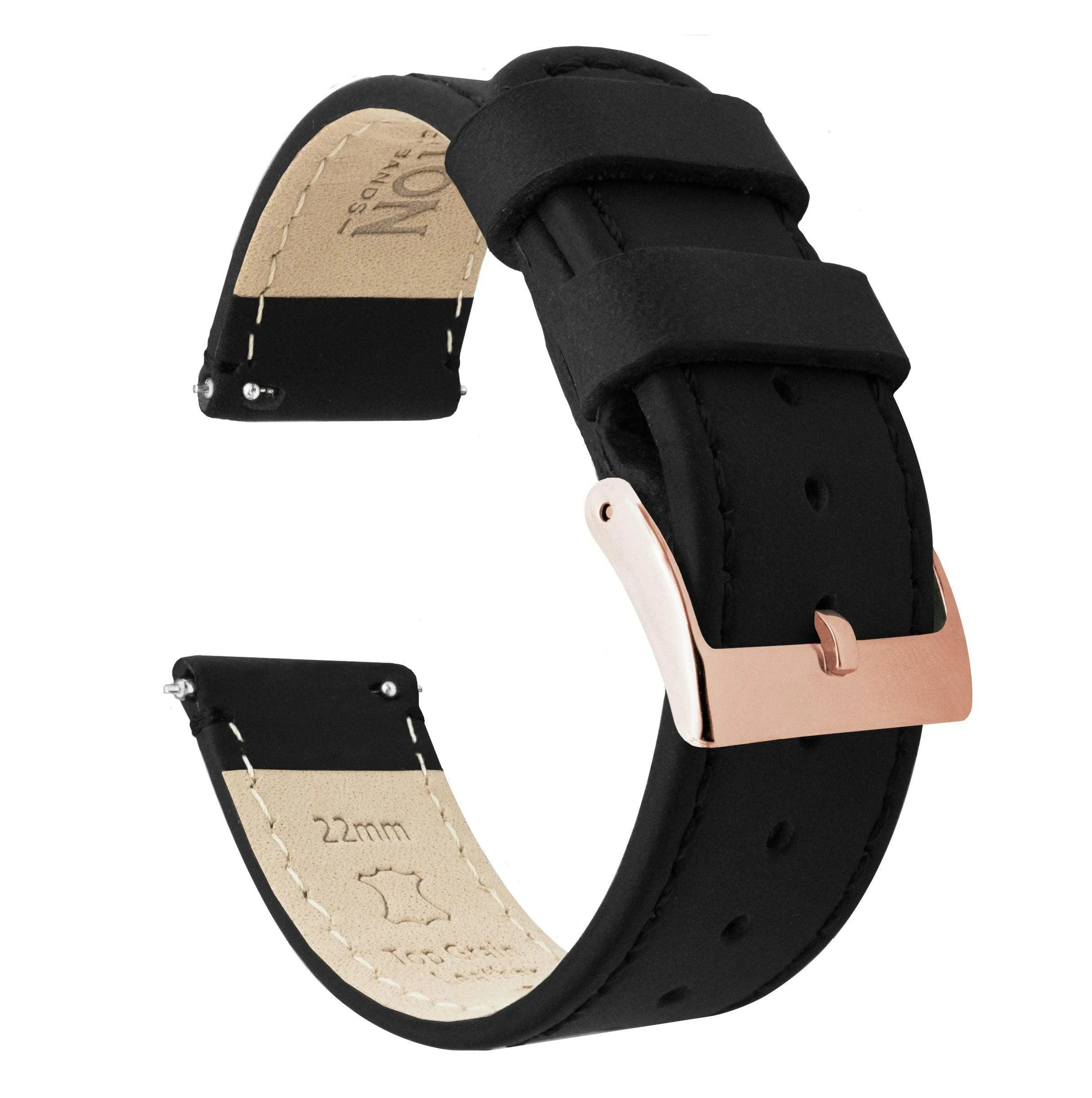 Fossil Gen 5 | Black Leather &  Stitching by Barton Watch Bands