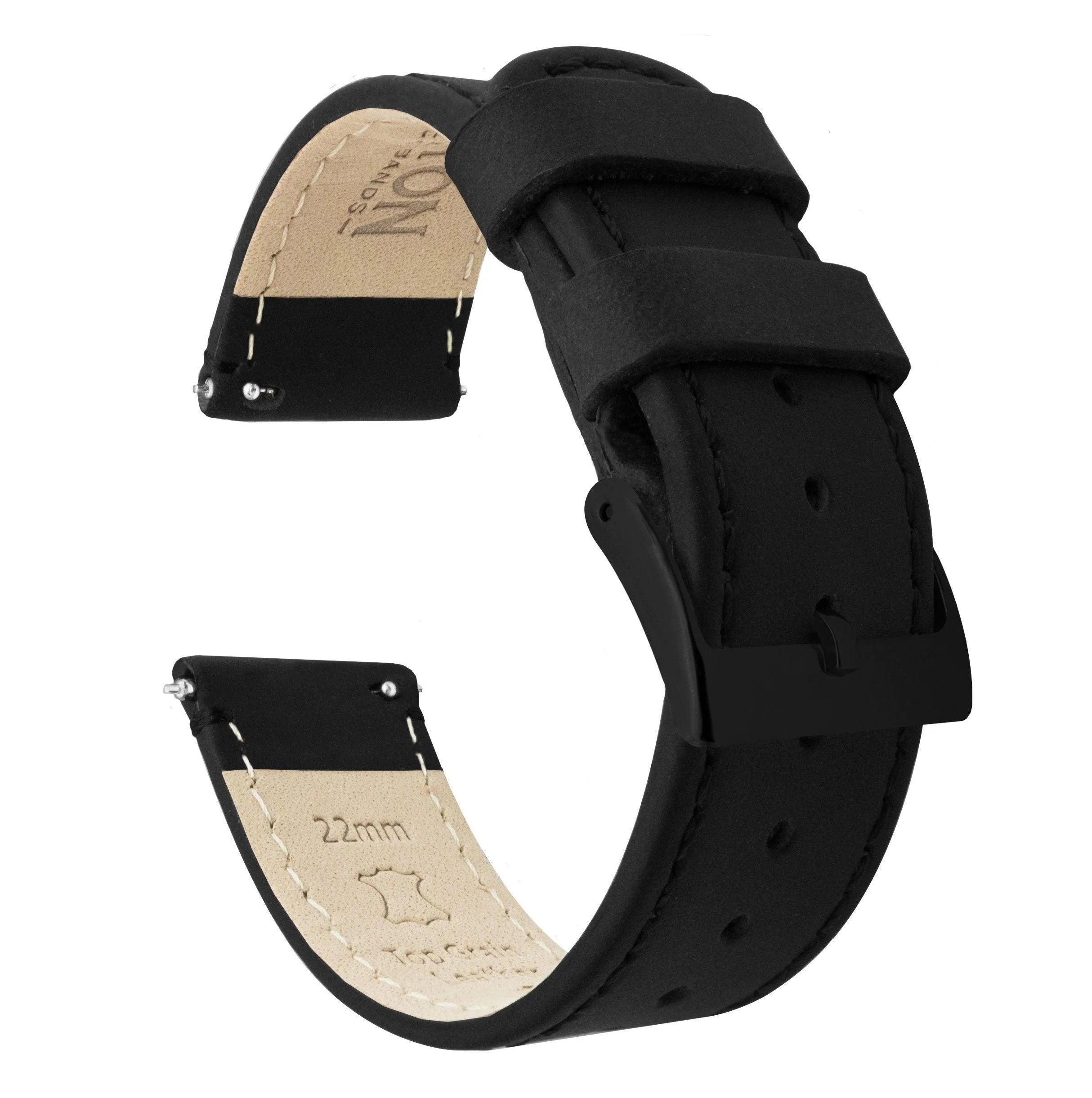 Fossil Gen 5 | Black Leather &  Stitching by Barton Watch Bands