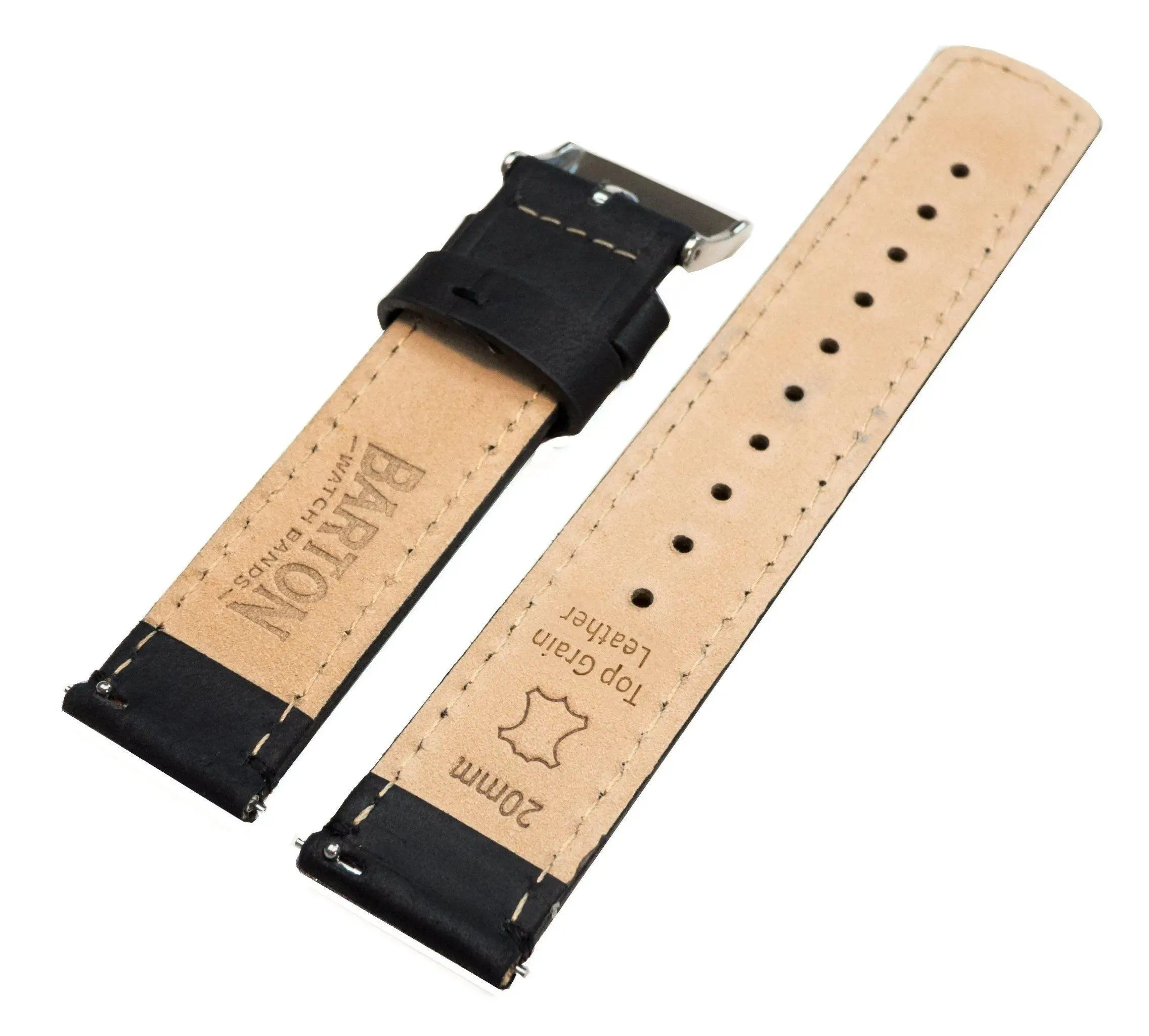 Fossil Gen 5 | Black Leather &  Stitching by Barton Watch Bands