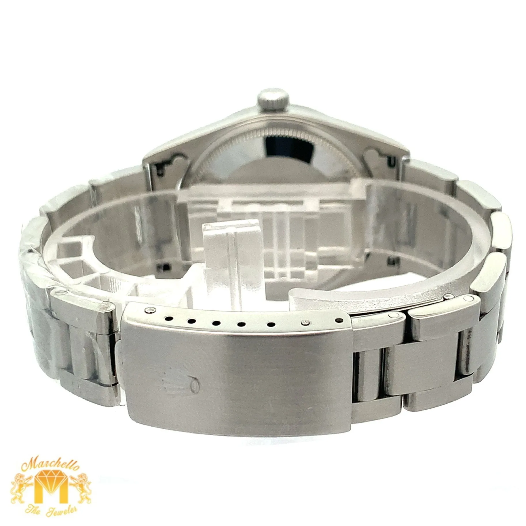 Full factory 34mm Rolex Air-King Watch with Stainless Steel Oyster Bracelet (smooth bezel, silver dial)