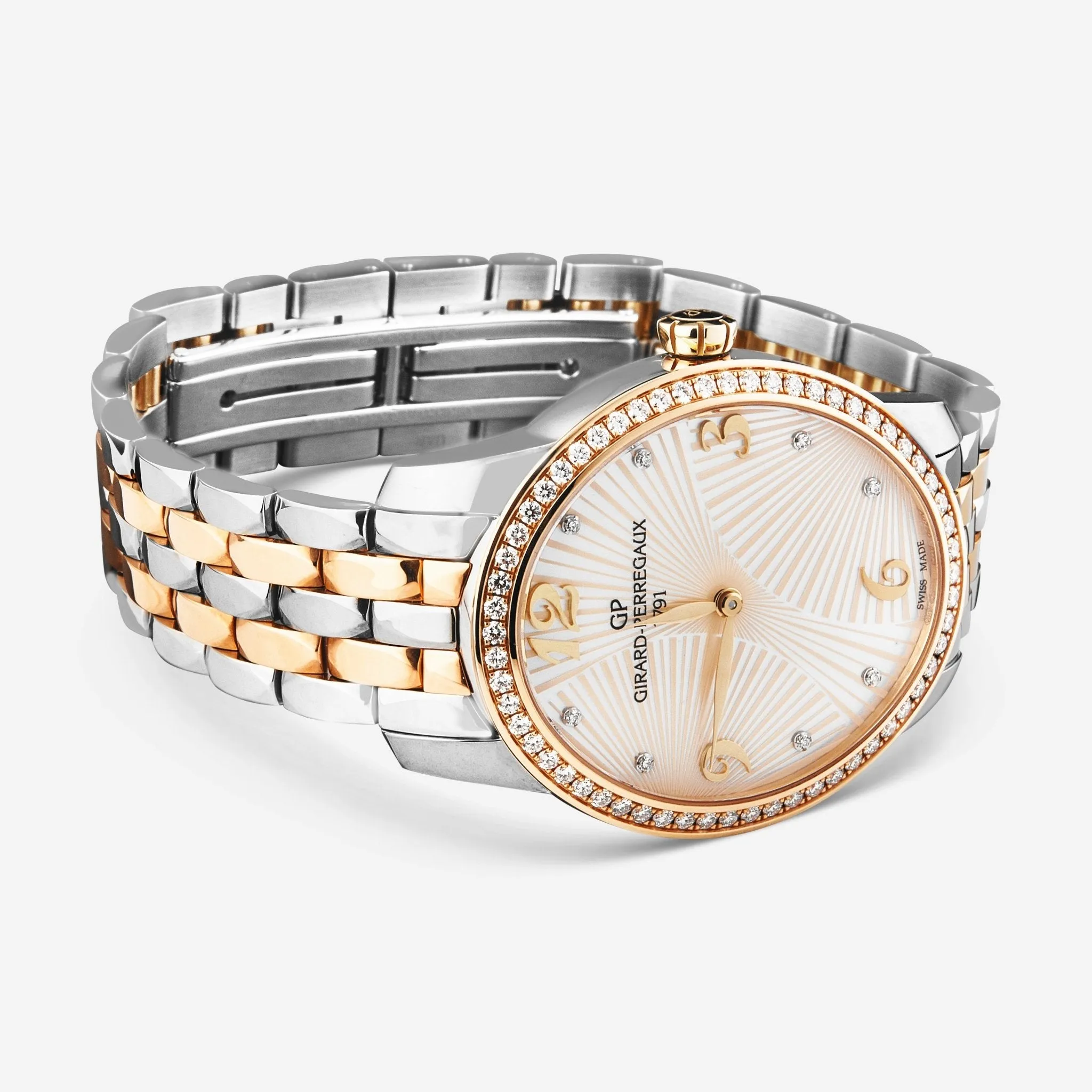 Girard-Perregaux Cat's Eye 18K Rose Gold & Steel Diamond Mother of Pearl Dial Automatic Ladies Watch 80493D56A162-56A
