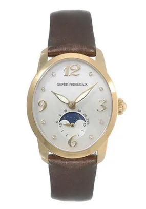 Girard Perregaux Cats Eye Diamond 18kt Yellow Gold Brown Satin Ladies Watch 80490-51-761-JKBD