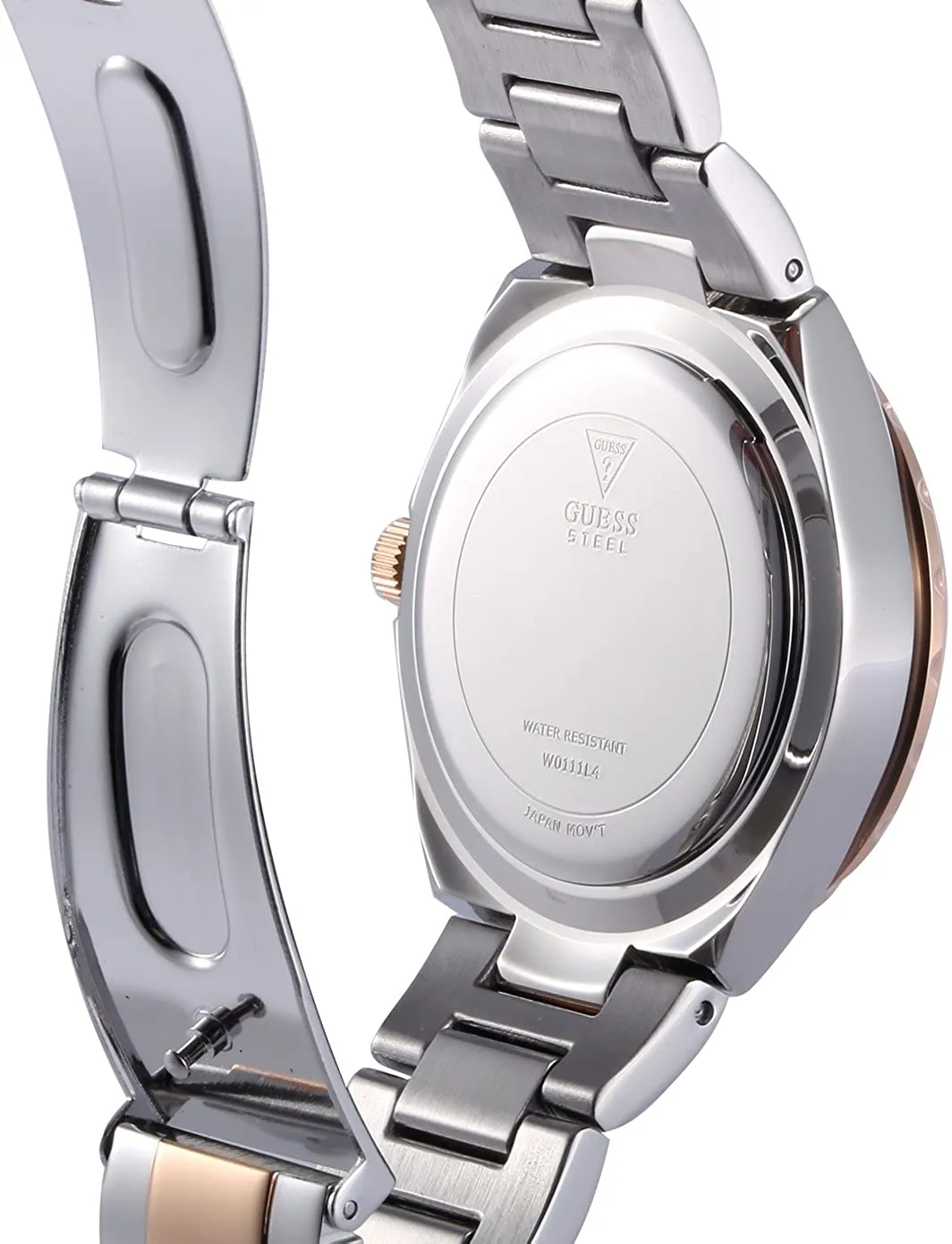 GUESS Women's  Sparkling Hi-Energy Silver- And Rose Gold-Tone Watch W0111l4