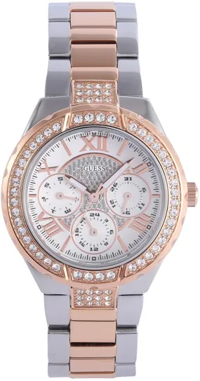 GUESS Women's  Sparkling Hi-Energy Silver- And Rose Gold-Tone Watch W0111l4