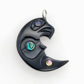 Haida Eagle Moon Argillite Pendant