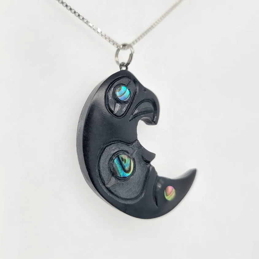 Haida Eagle Moon Argillite Pendant