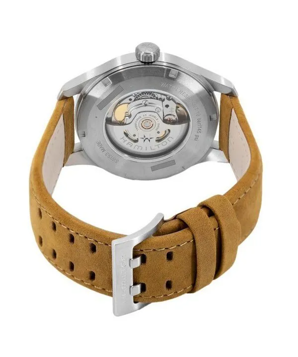 Hamilton Khaki Field Titanium Leather Strap Green Dial Automatic H70545560 100M Men's Watch