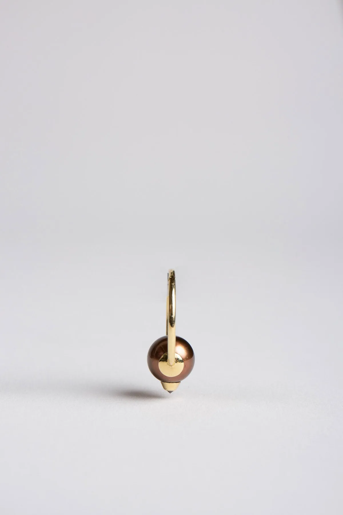 HANNAH MARTIN | DIAMOND STUDDED PEARL 'CAPTIVE' LARGE BROWN EARRING