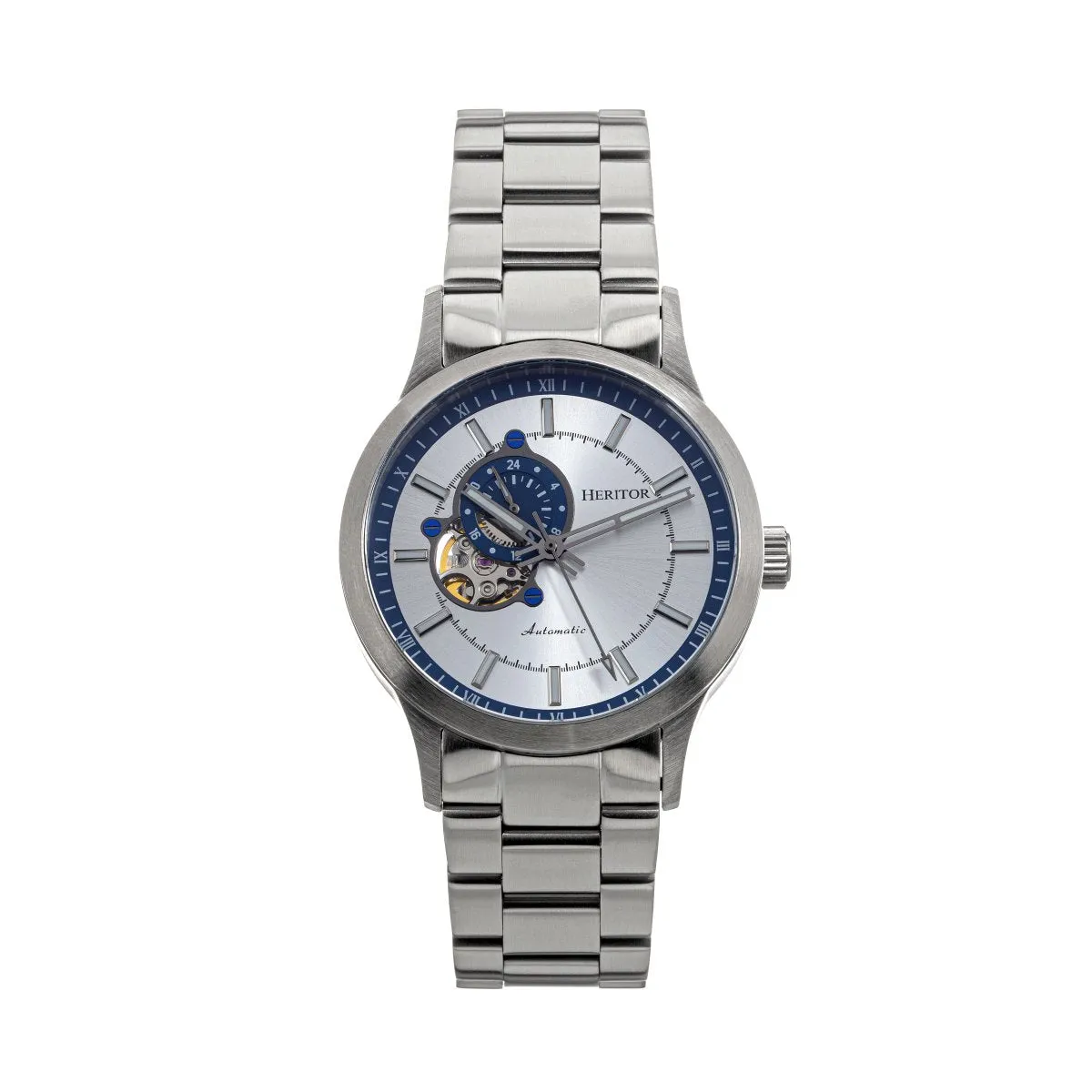 Heritor Automatic Oscar Semi-Skeleton Leather-Band Watch