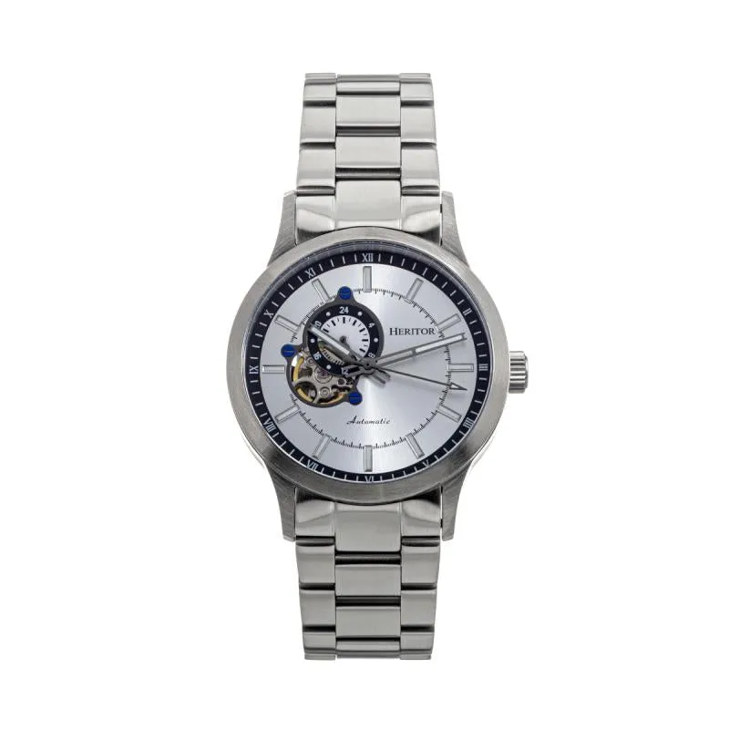 Heritor Automatic Oscar Semi-Skeleton Leather-Band Watch