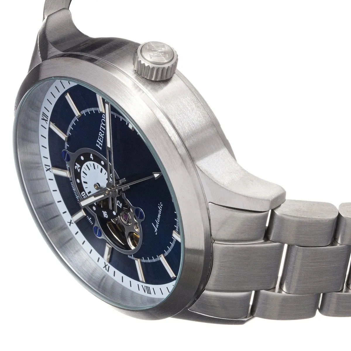 Heritor Automatic Oscar Semi-Skeleton Leather-Band Watch