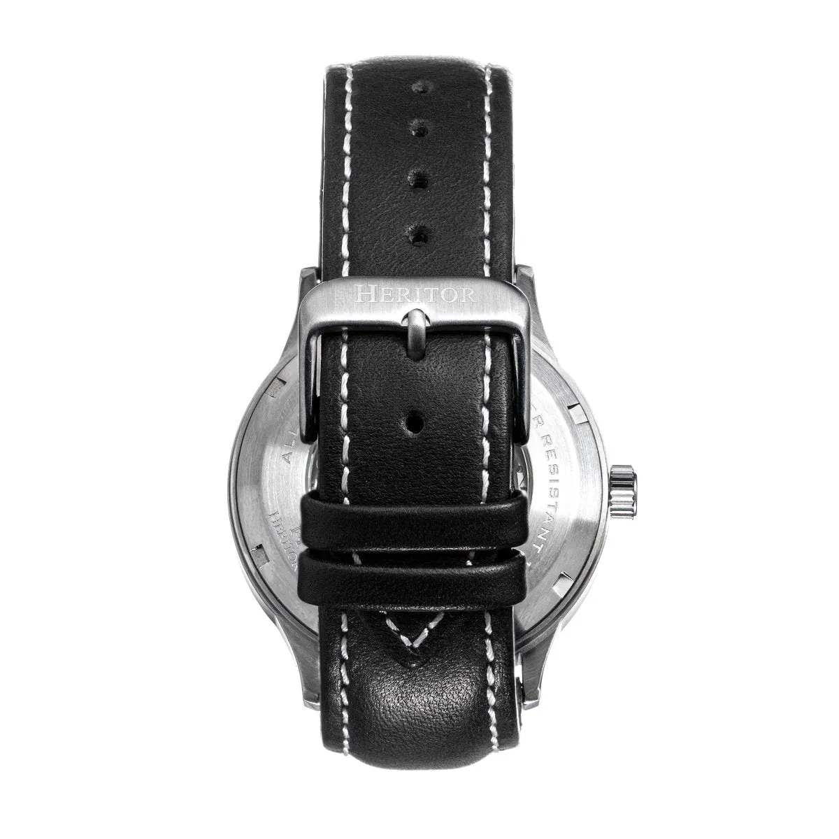 Heritor Automatic Oscar Semi-Skeleton Leather-Band Watch