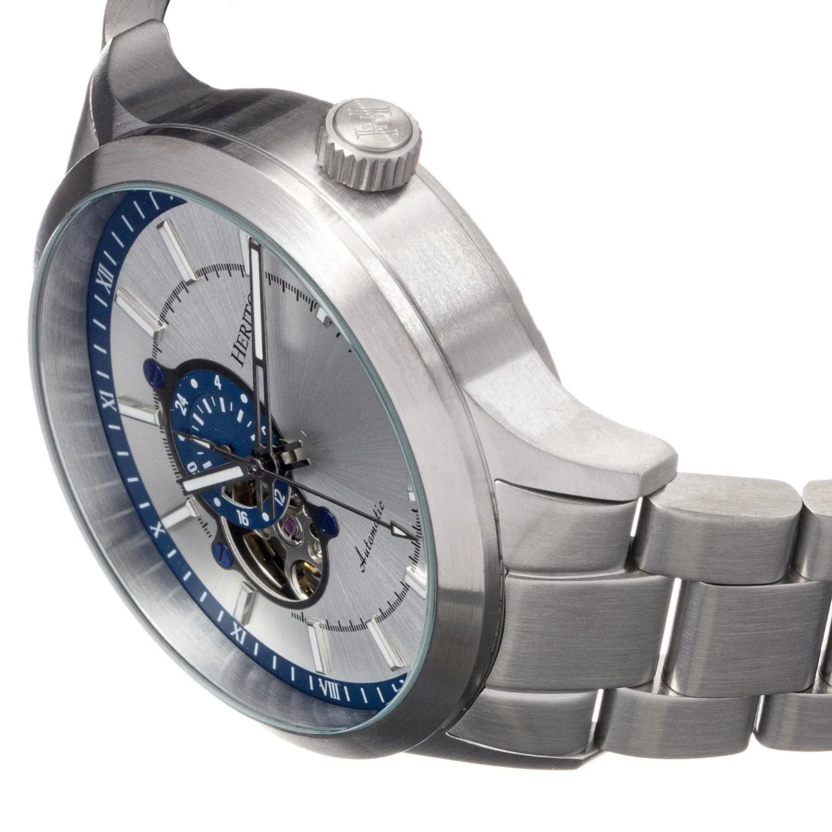 Heritor Automatic Oscar Semi-Skeleton Leather-Band Watch