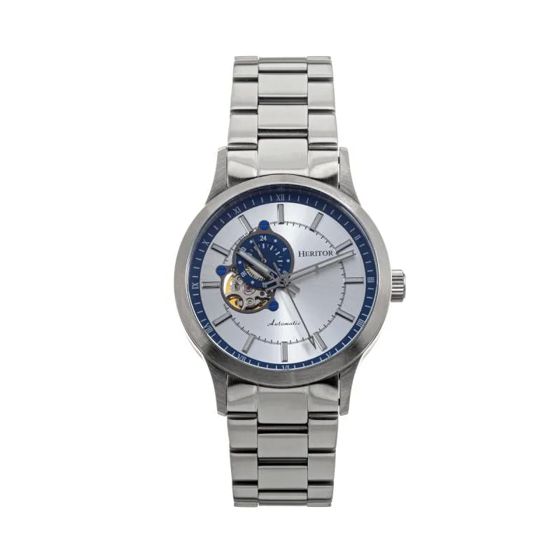 Heritor Automatic Oscar Semi-Skeleton Leather-Band Watch