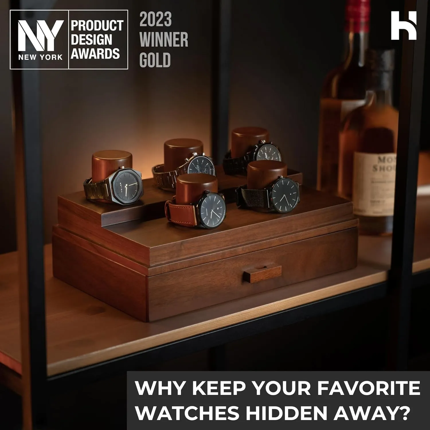 Holm & Hadfield Elevate Your Watch Case For 5 Color Walnut Size 5 Watches
