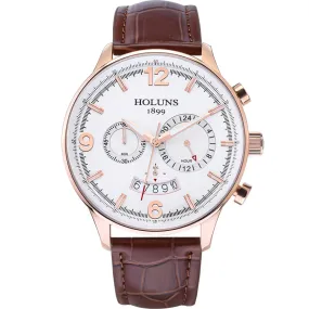 HOLUNS Men Leather Wrist Watch