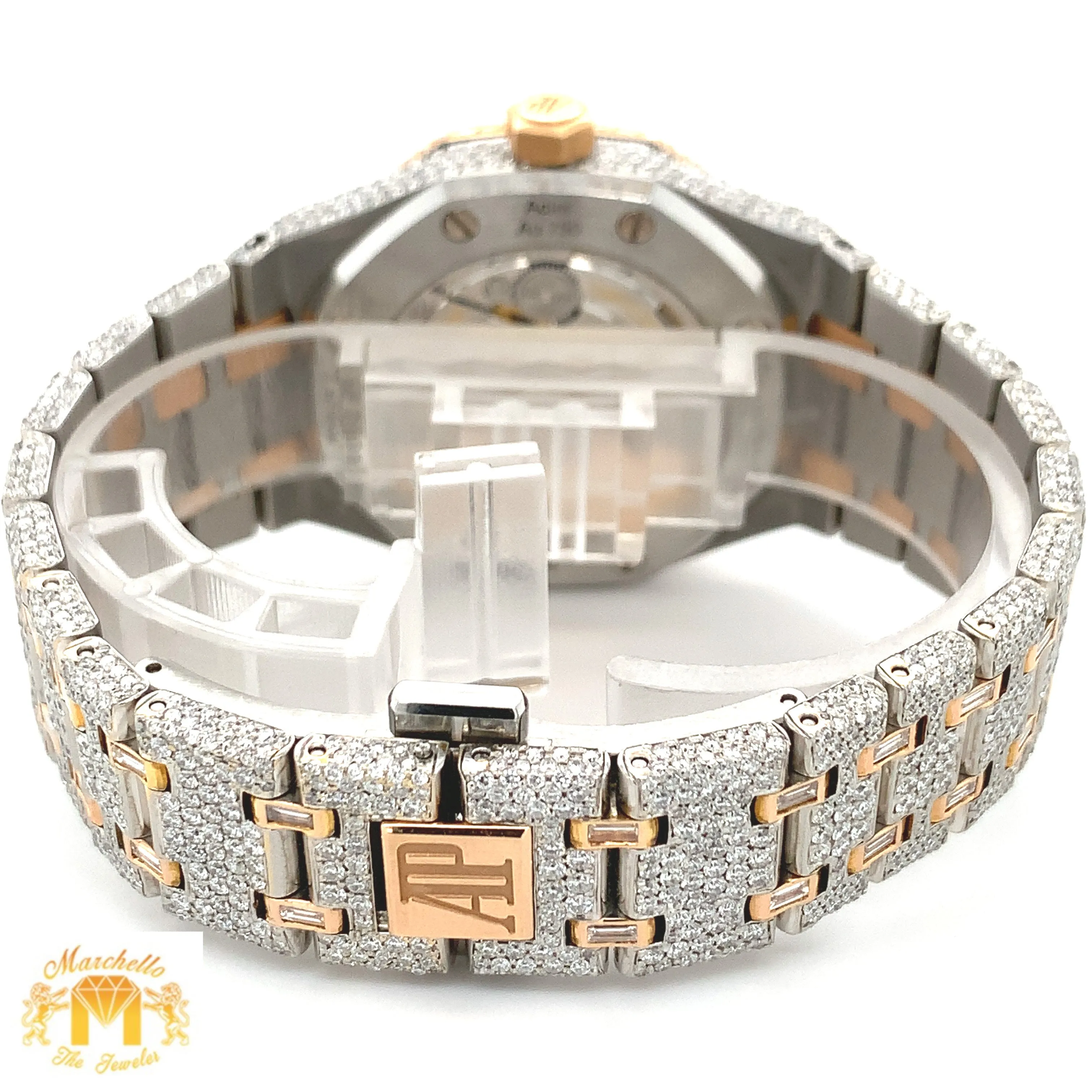 Iced out 37mm Audemars Piguet Two-tone Rose Gold AP Diamond Watch