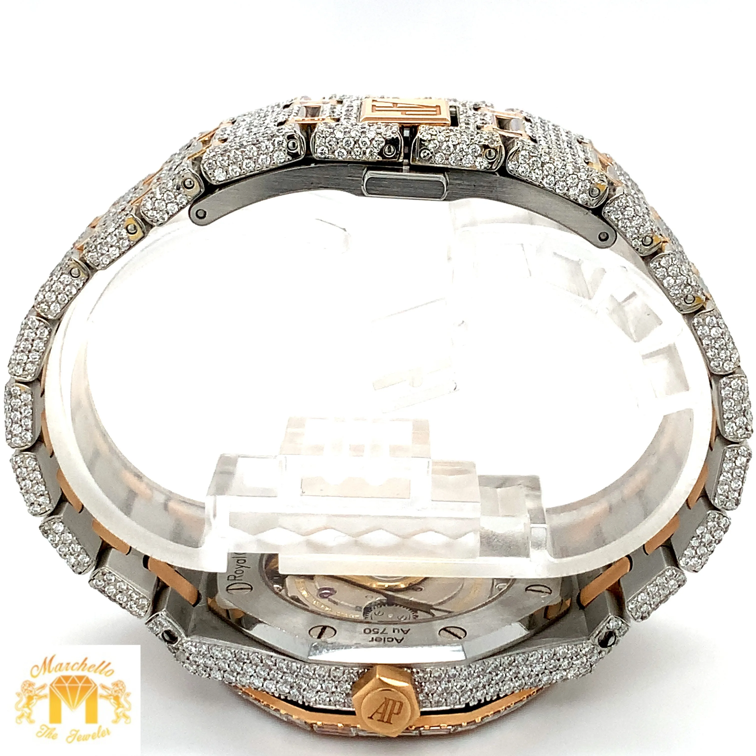 Iced out 37mm Audemars Piguet Two-tone Rose Gold AP Diamond Watch