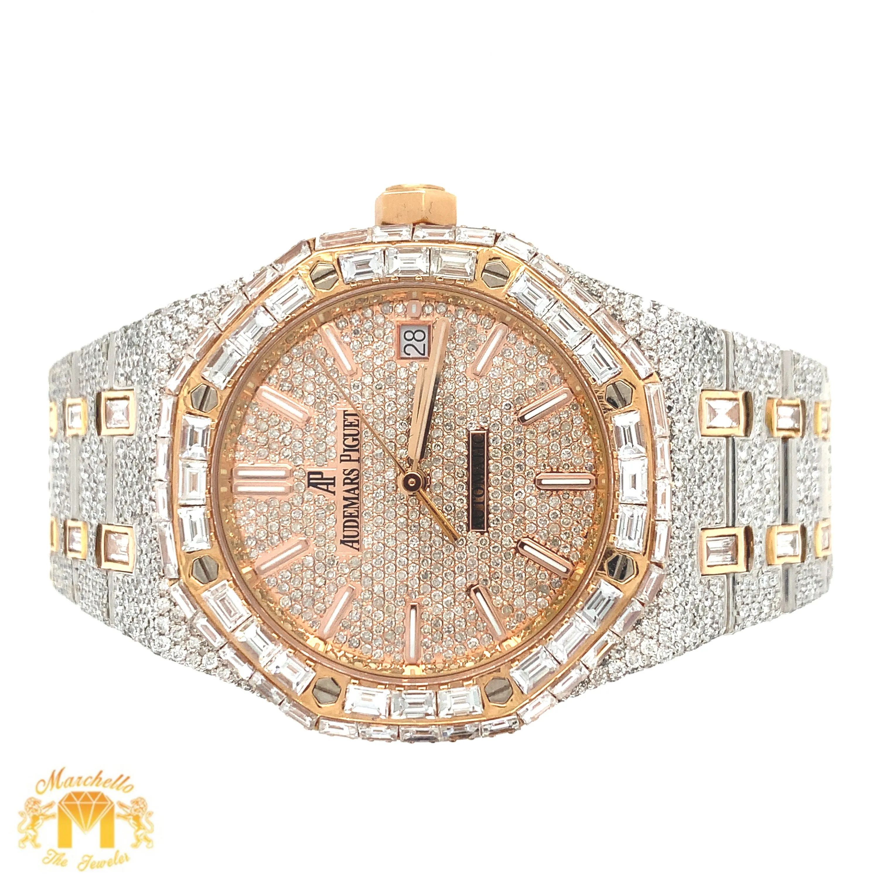 Iced out 37mm Audemars Piguet Two-tone Rose Gold AP Diamond Watch