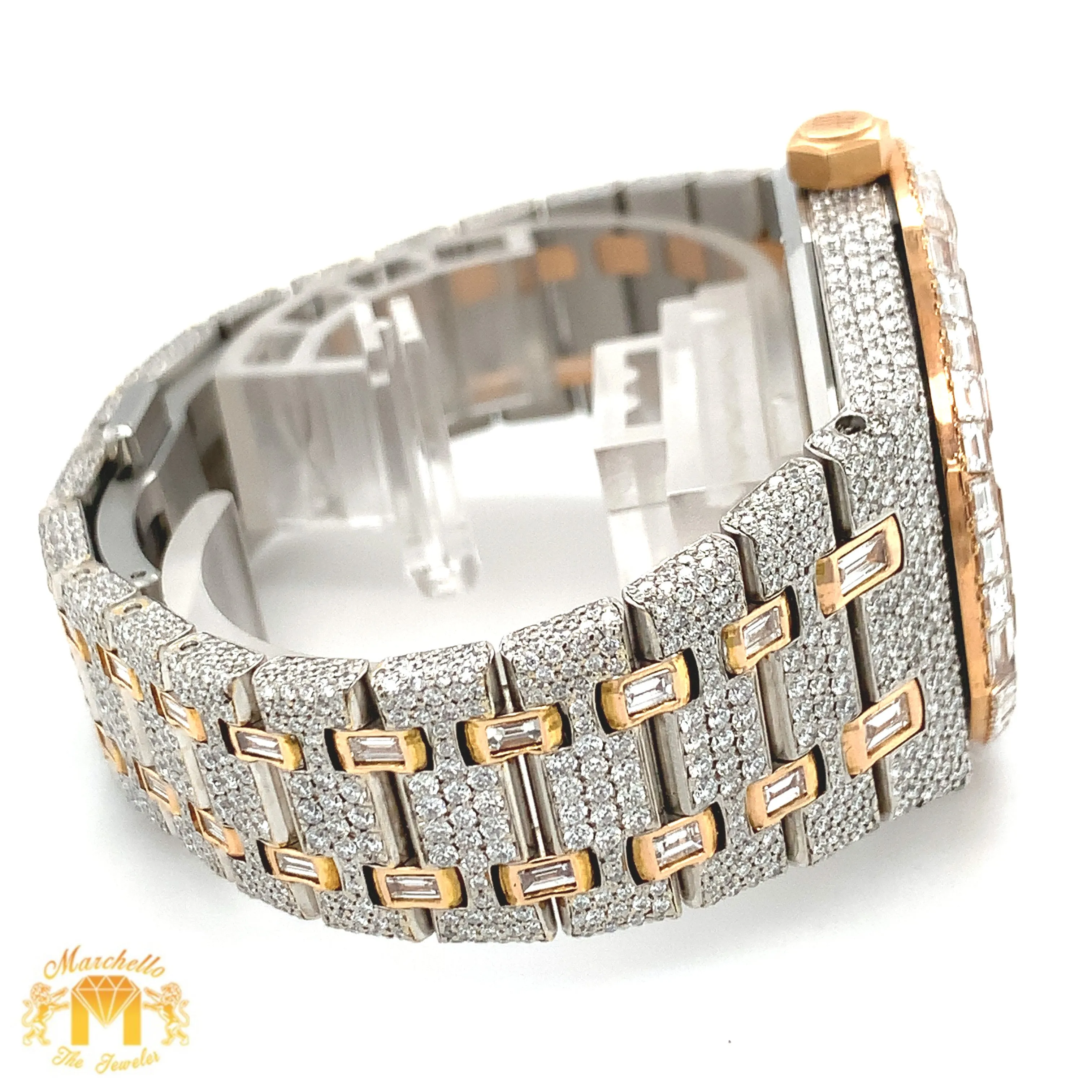Iced out 37mm Audemars Piguet Two-tone Rose Gold AP Diamond Watch