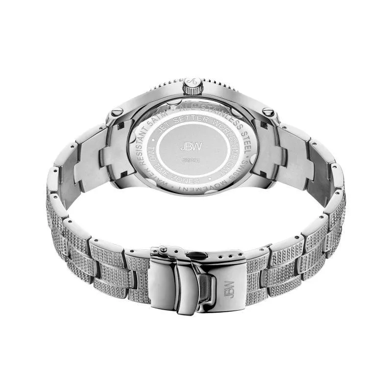 Jbw Jet Setter Gmt Quartz Watch 1.00 Ctw Diamond Men's Watches - Silver - J6370