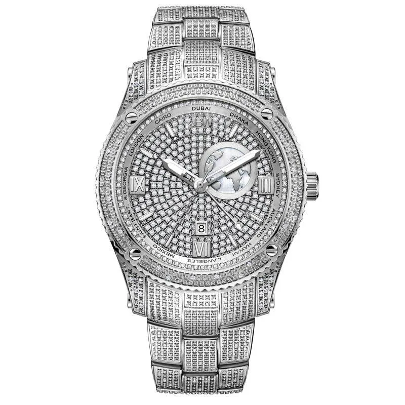 Jbw Jet Setter Gmt Quartz Watch 1.00 Ctw Diamond Men's Watches - Silver - J6370
