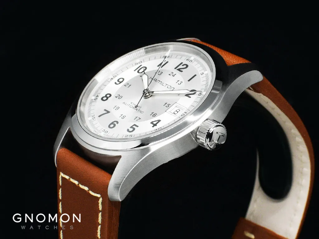 Khaki Field Automatic Silver 38 - Brown Leather Ref. H70455553