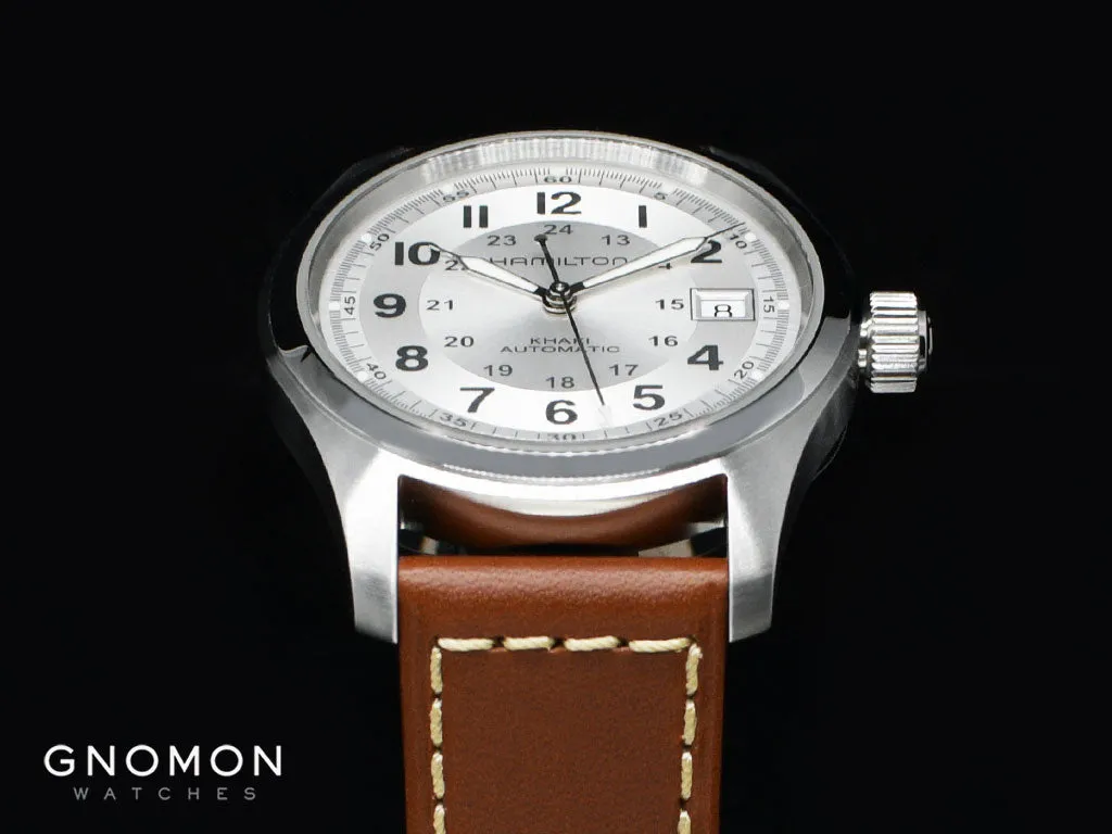 Khaki Field Automatic Silver 38 - Brown Leather Ref. H70455553